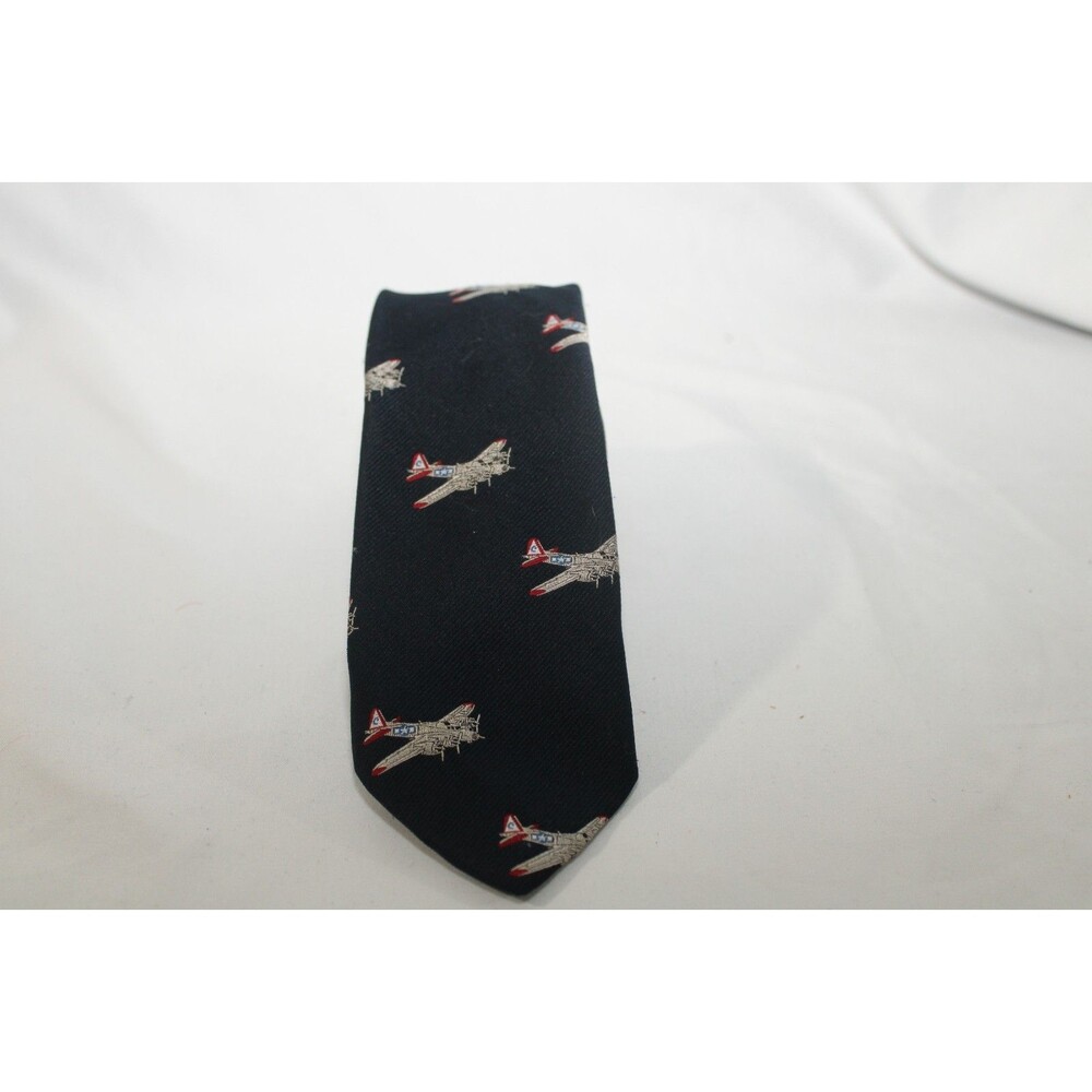 Smithsonian Institution Silk Poly Tie US Planes Navy Blue 58 x 3